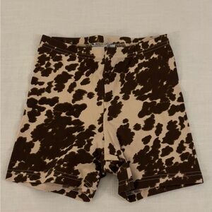 Adika Brown and Cream Cow Print Biker Athletic Shorts